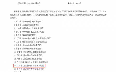 蜀南竹海国家级旅游度假区正式授牌！