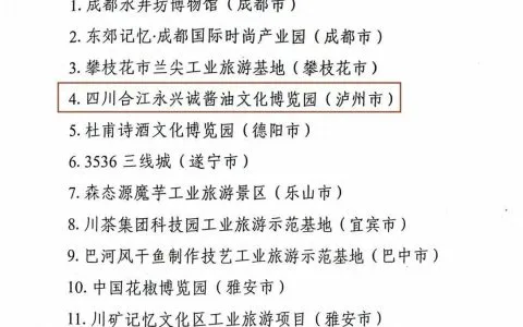 泸州永兴诚酱油文化博览园入选 省级工业旅游示范基地
